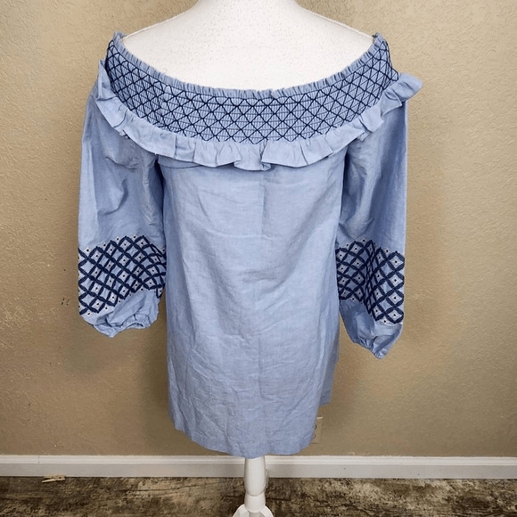 Rebecca Minkoff Blue Smocked Neckline Mini Dress XS (4502) - Picture 2 of 7